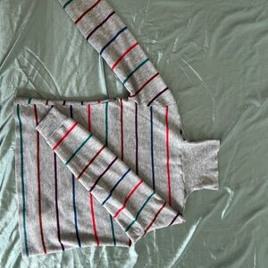 Striped Gray Turtleneck Sweater